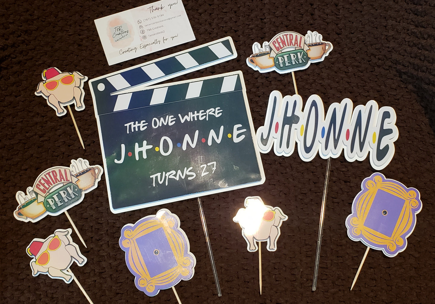 Personalized Friend Cake Topper – Custom Name | Funny Birthday Decoration