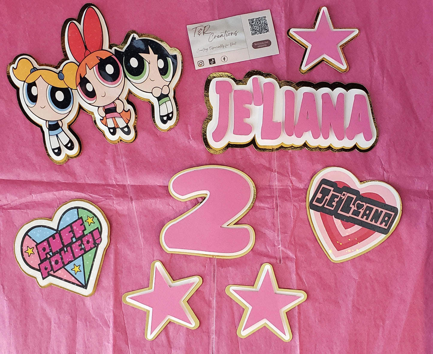 Doll Personalized Cake Topper – Custom Name | Pink Elegant Birthday Decoration