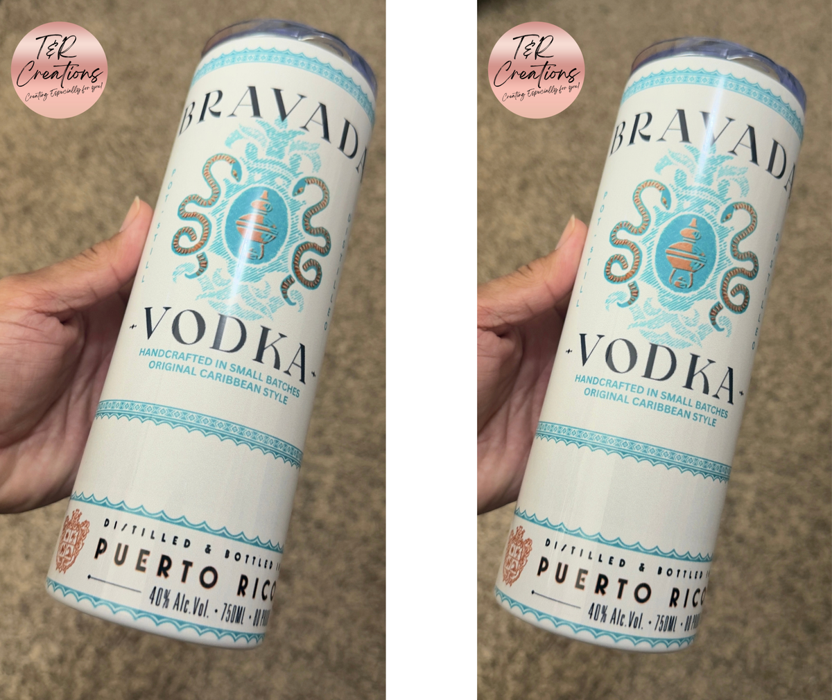 Custom Vodka Bottle Design Tumbler - 20 oz Skinny Tumbler