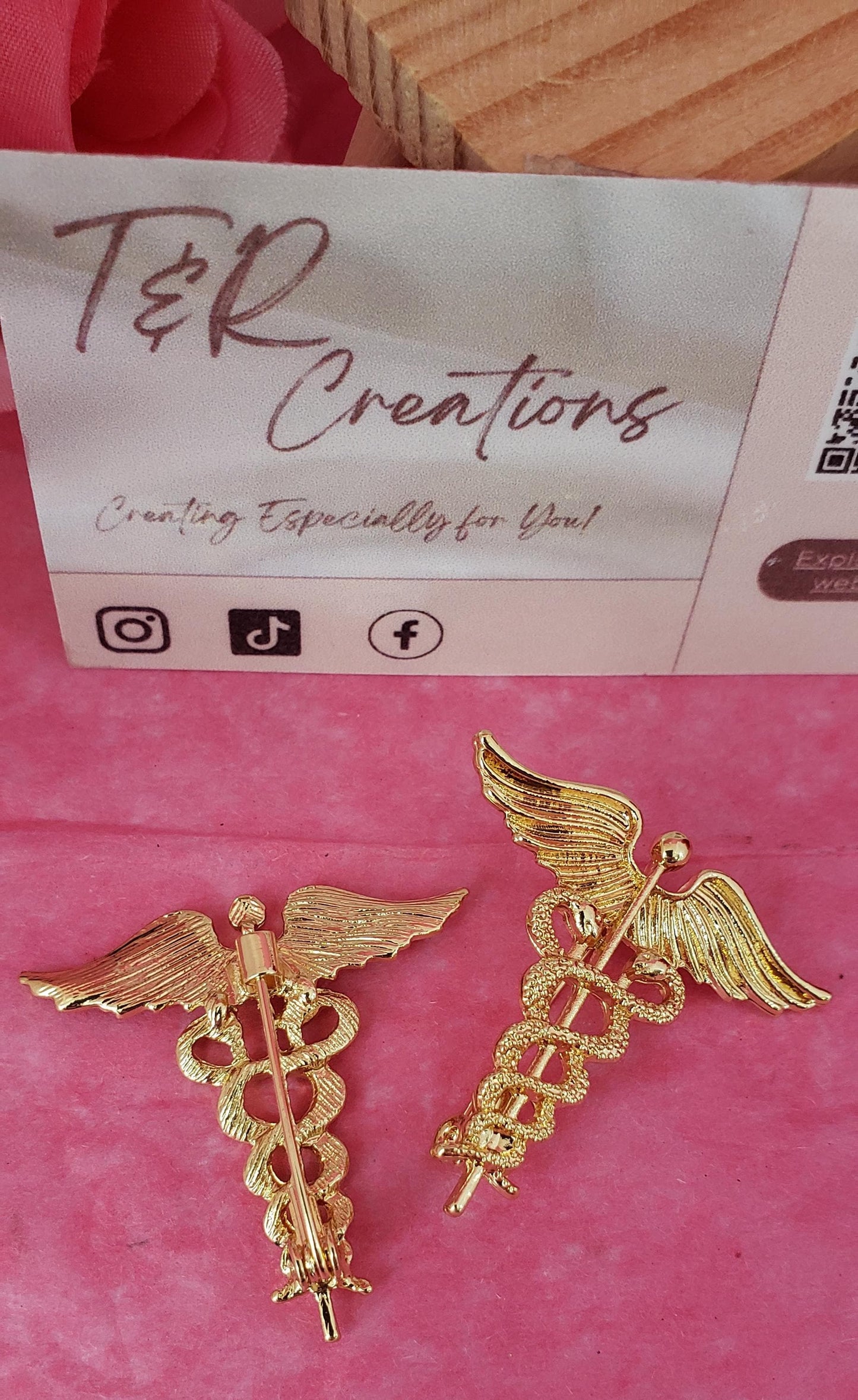 Gold Caduceus Enamel Pin: Medical Symbol, Nurse Gift