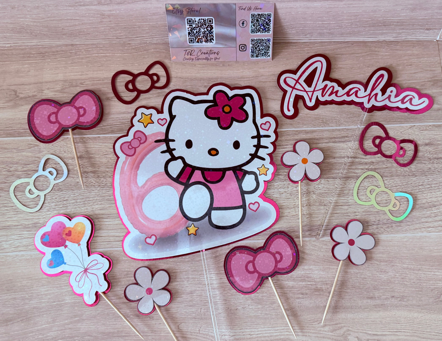 Kitty Personalized Cake Topper – Custom Name | Hawaii Birthday Decoration