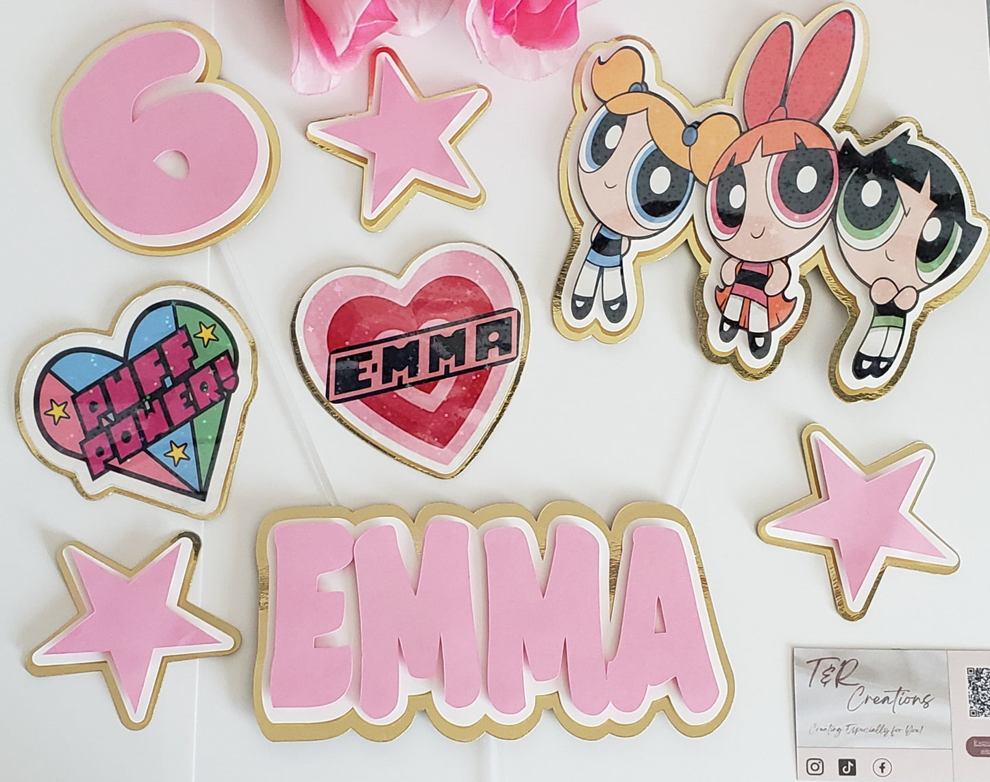 Doll Personalized Cake Topper – Custom Name | Pink Elegant Birthday Decoration