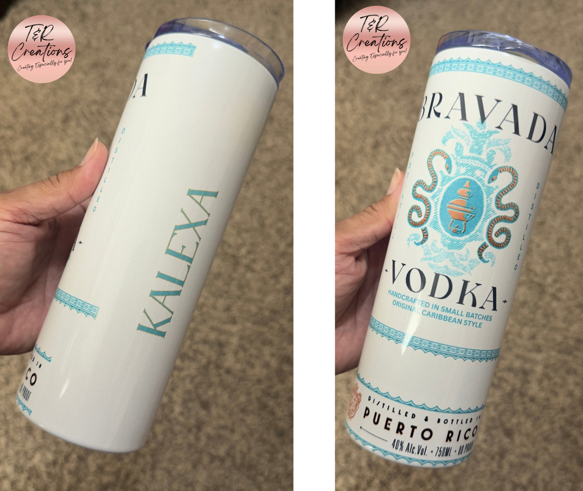 Custom Vodka Bottle Design Tumbler - 20 oz Skinny Tumbler