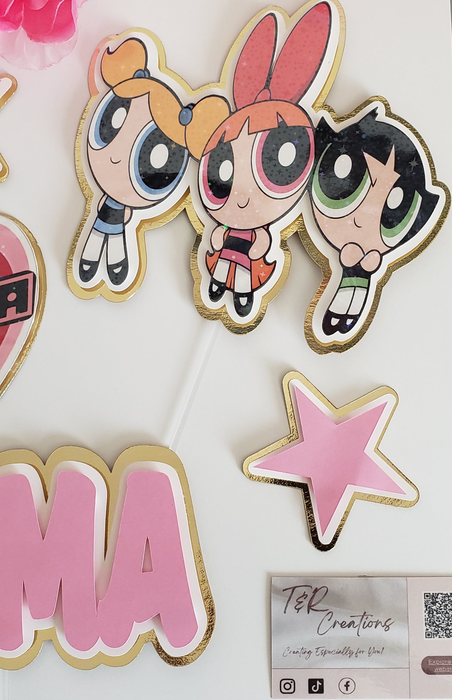 Doll Personalized Cake Topper – Custom Name | Pink Elegant Birthday Decoration