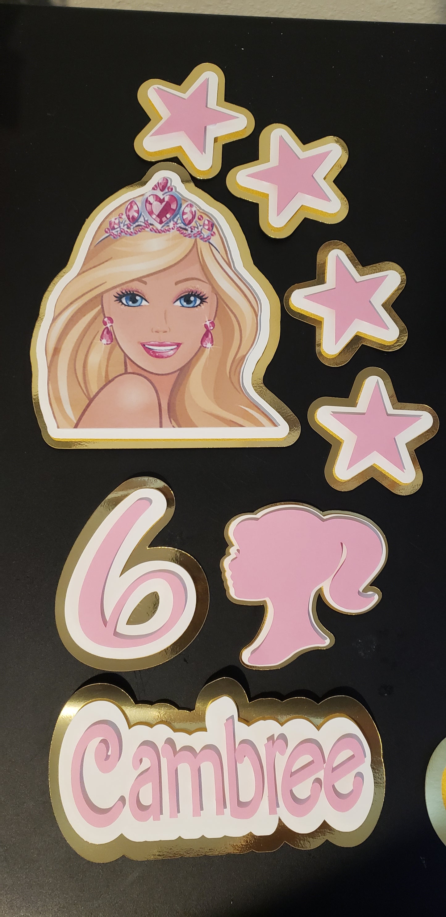 Princess Doll Personalized Cake Topper – Custom Name | Pink Elegant Birthday Decoration