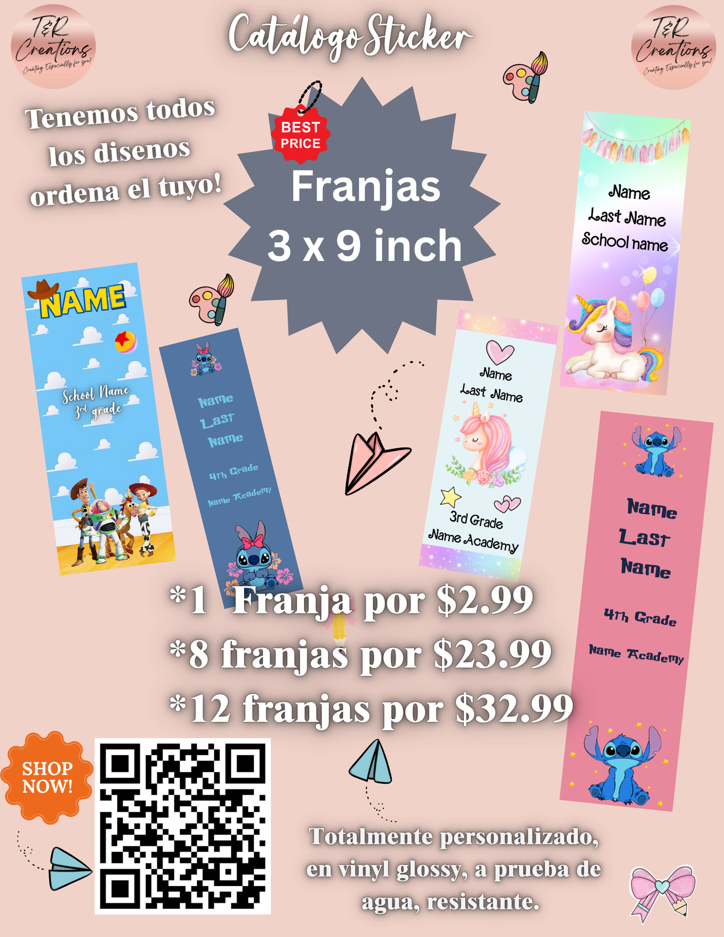 Magical Princess-Inspired Waterproof Big Stickers | Personalized School