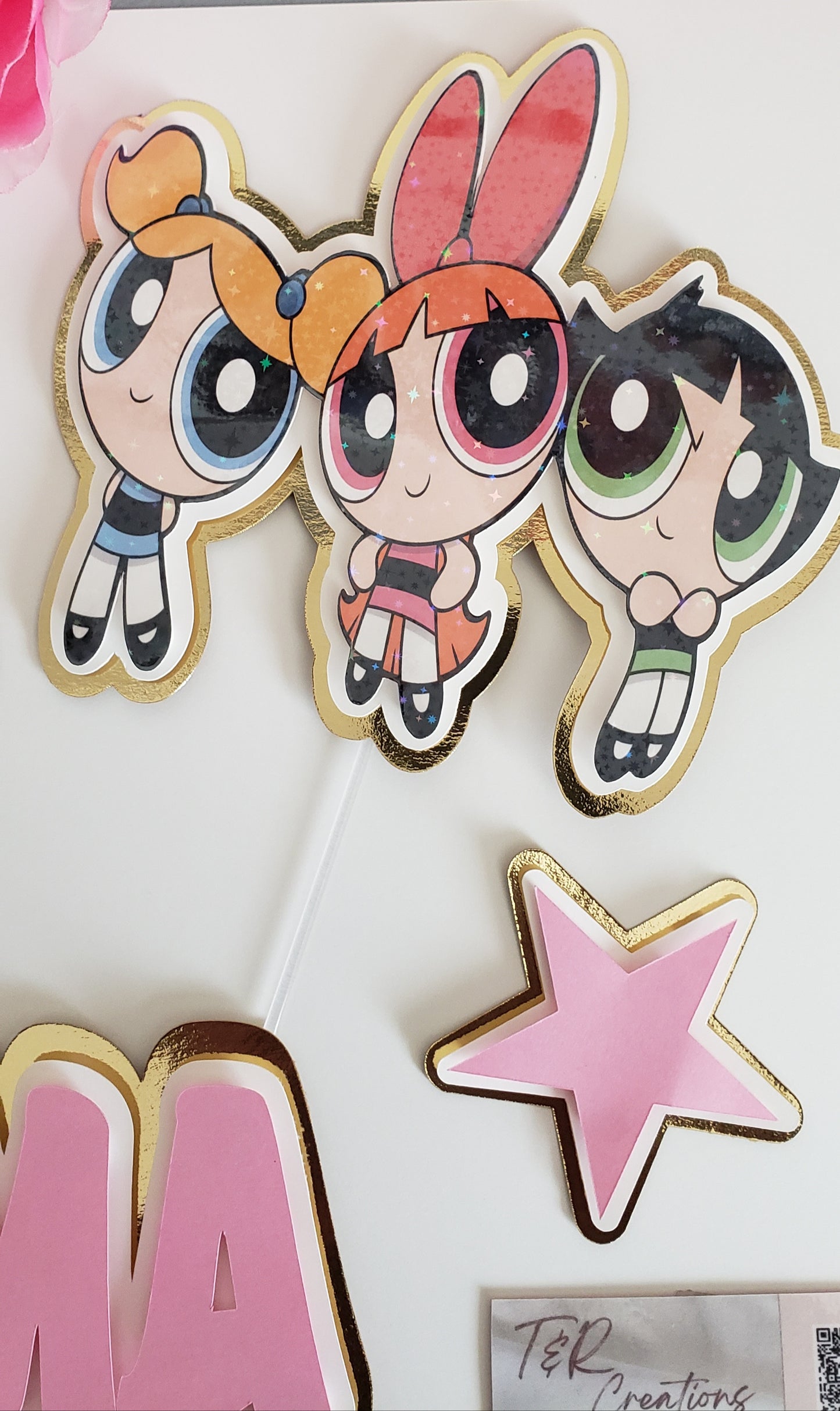 Doll Personalized Cake Topper – Custom Name | Pink Elegant Birthday Decoration