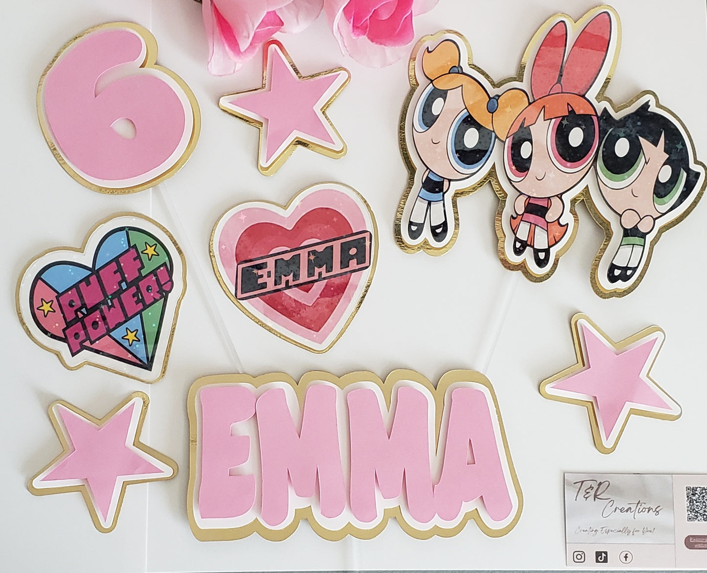 Doll Personalized Cake Topper – Custom Name | Pink Elegant Birthday Decoration