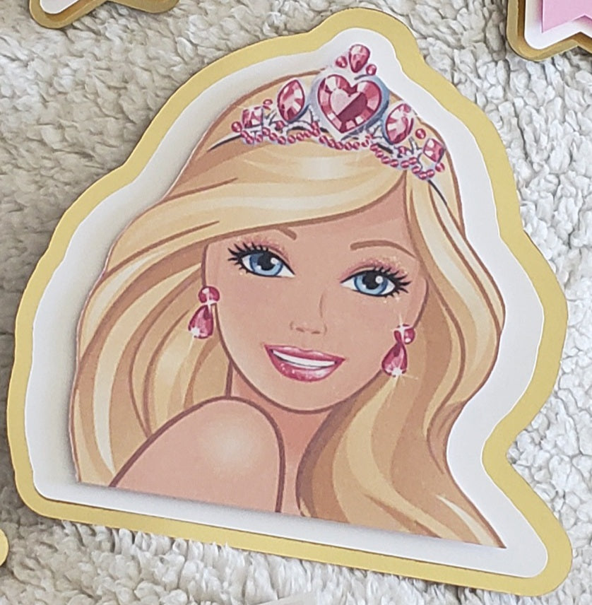 Princess Doll Personalized Cake Topper – Custom Name | Pink Elegant Birthday Decoration