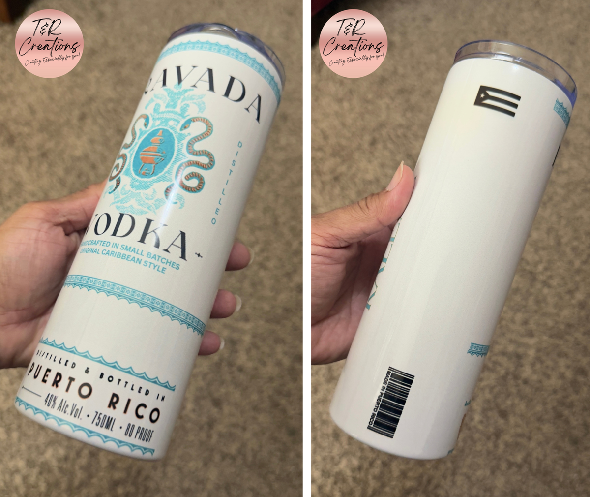 Custom Vodka Bottle Design Tumbler - 20 oz Skinny Tumbler