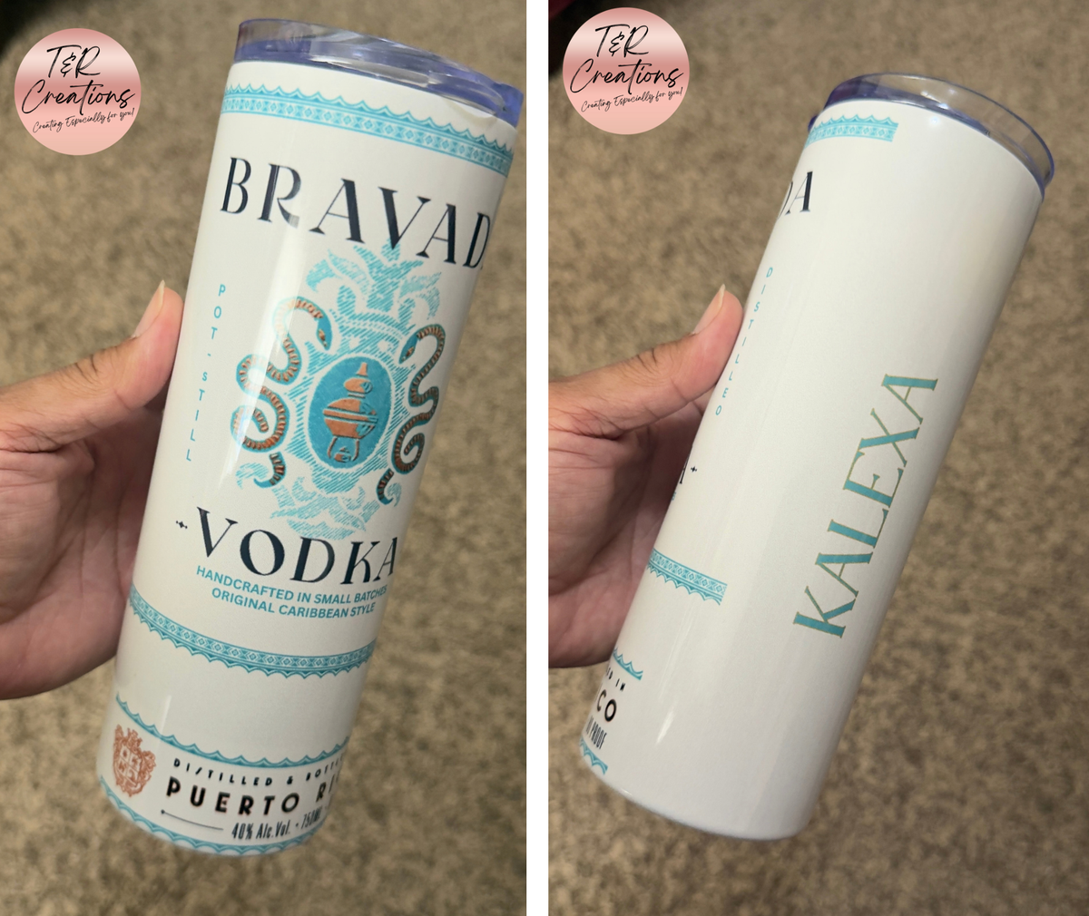 Custom Vodka Bottle Design Tumbler - 20 oz Skinny Tumbler