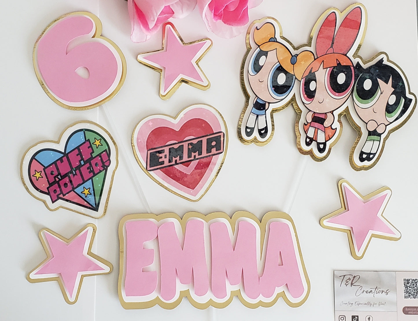 Doll Personalized Cake Topper – Custom Name | Pink Elegant Birthday Decoration