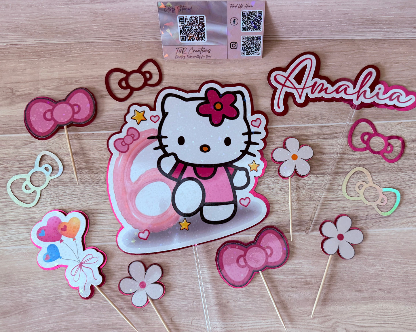 Kitty Personalized Cake Topper – Custom Name | Hawaii Birthday Decoration