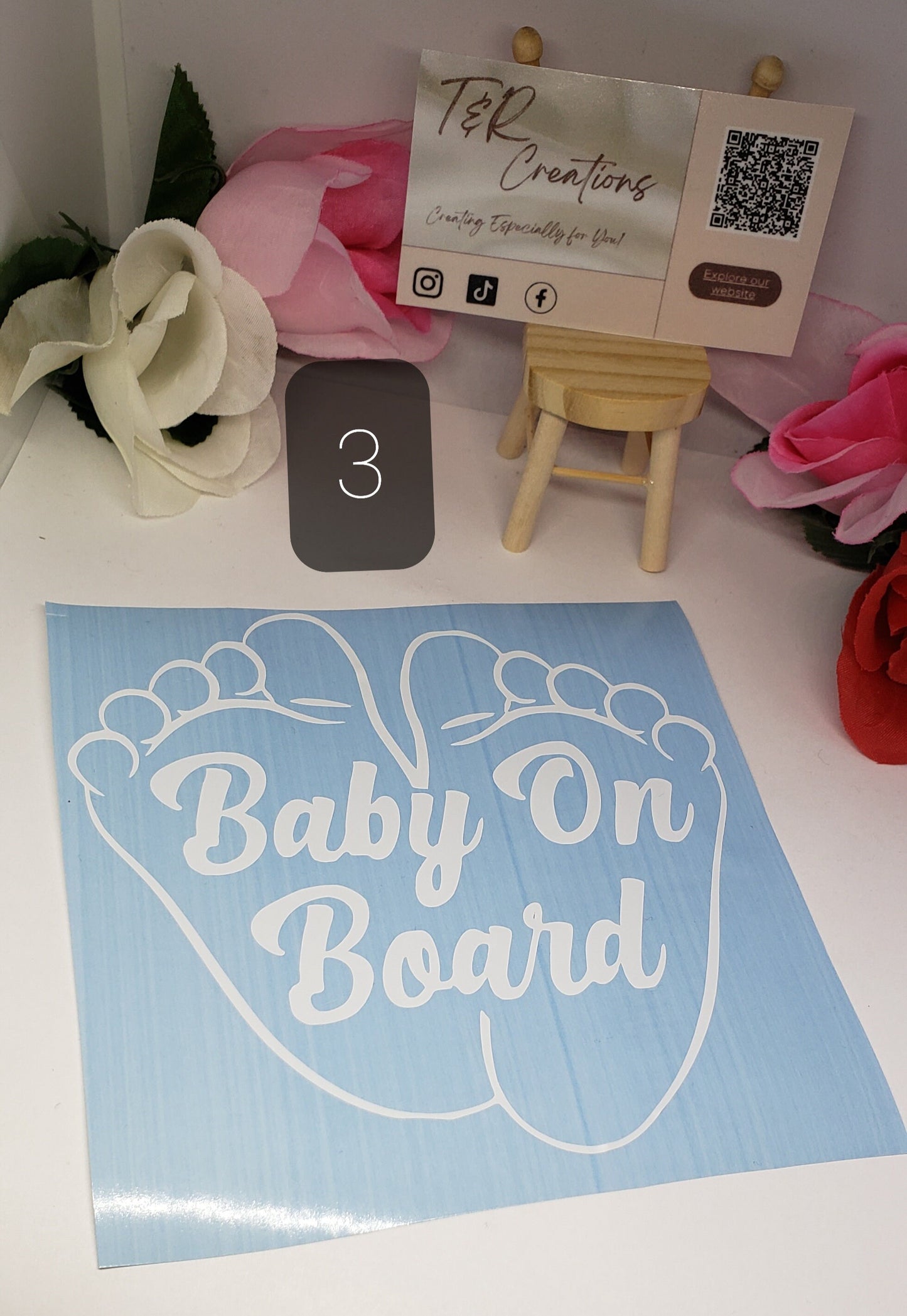 Baby On Board Car Decal: Waterproof Vinyl Sticker (5-inch)