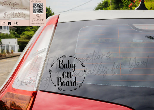 Baby On Board Car Decal: Waterproof Vinyl Sticker (5-inch)