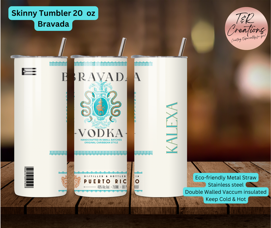 Custom Vodka Bottle Design Tumbler - 20 oz Skinny Tumbler