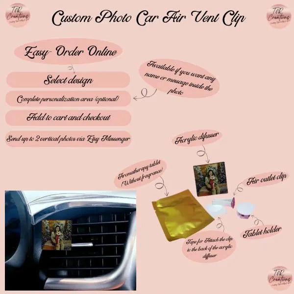 Custom Photo Car Air Vent Clip: Personalized Essential Oil Diffuser