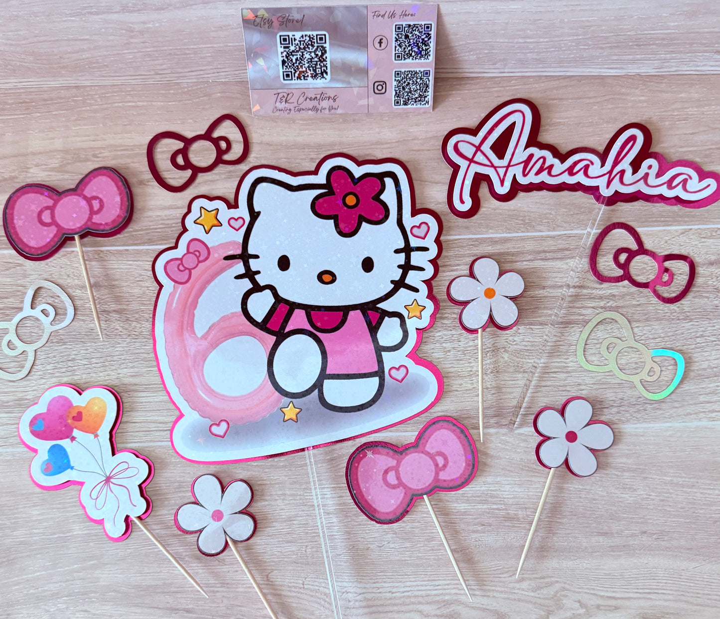 Kitty Personalized Cake Topper – Custom Name | Hawaii Birthday Decoration
