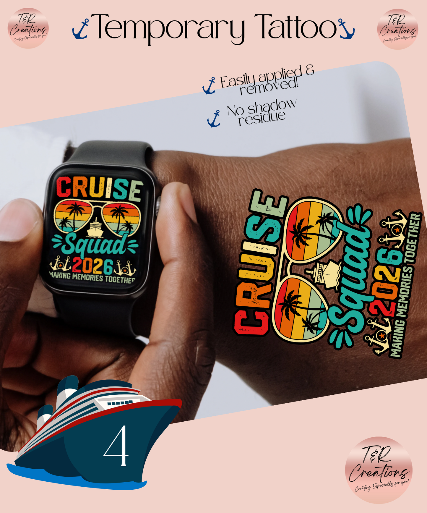 Cruise temporary tattoo. One cruise at the time. Family Memories.