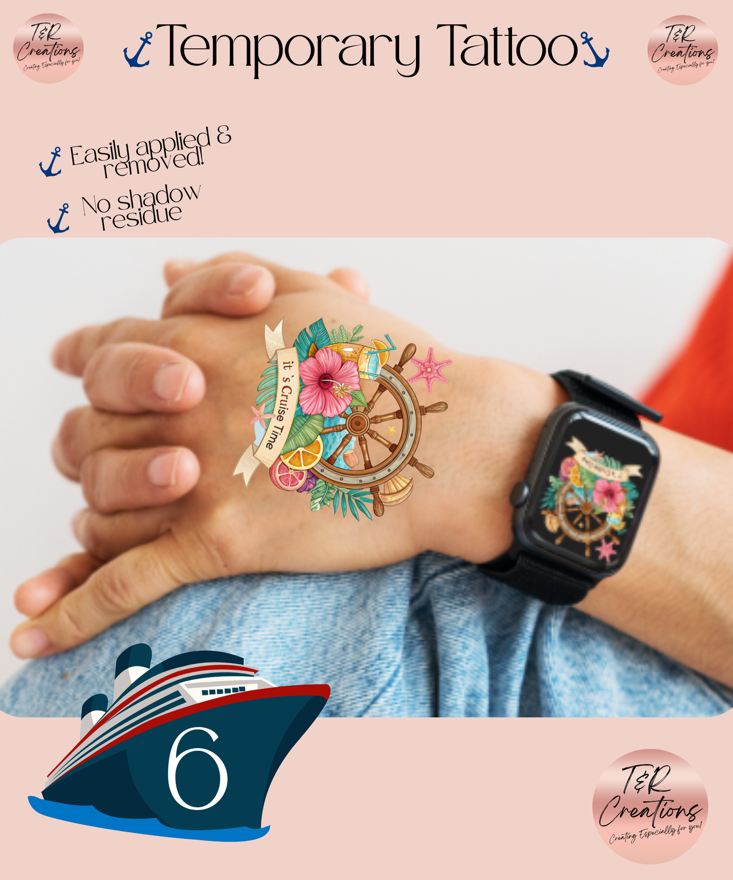 Cruise temporary tattoo. One cruise at the time. Family Memories.