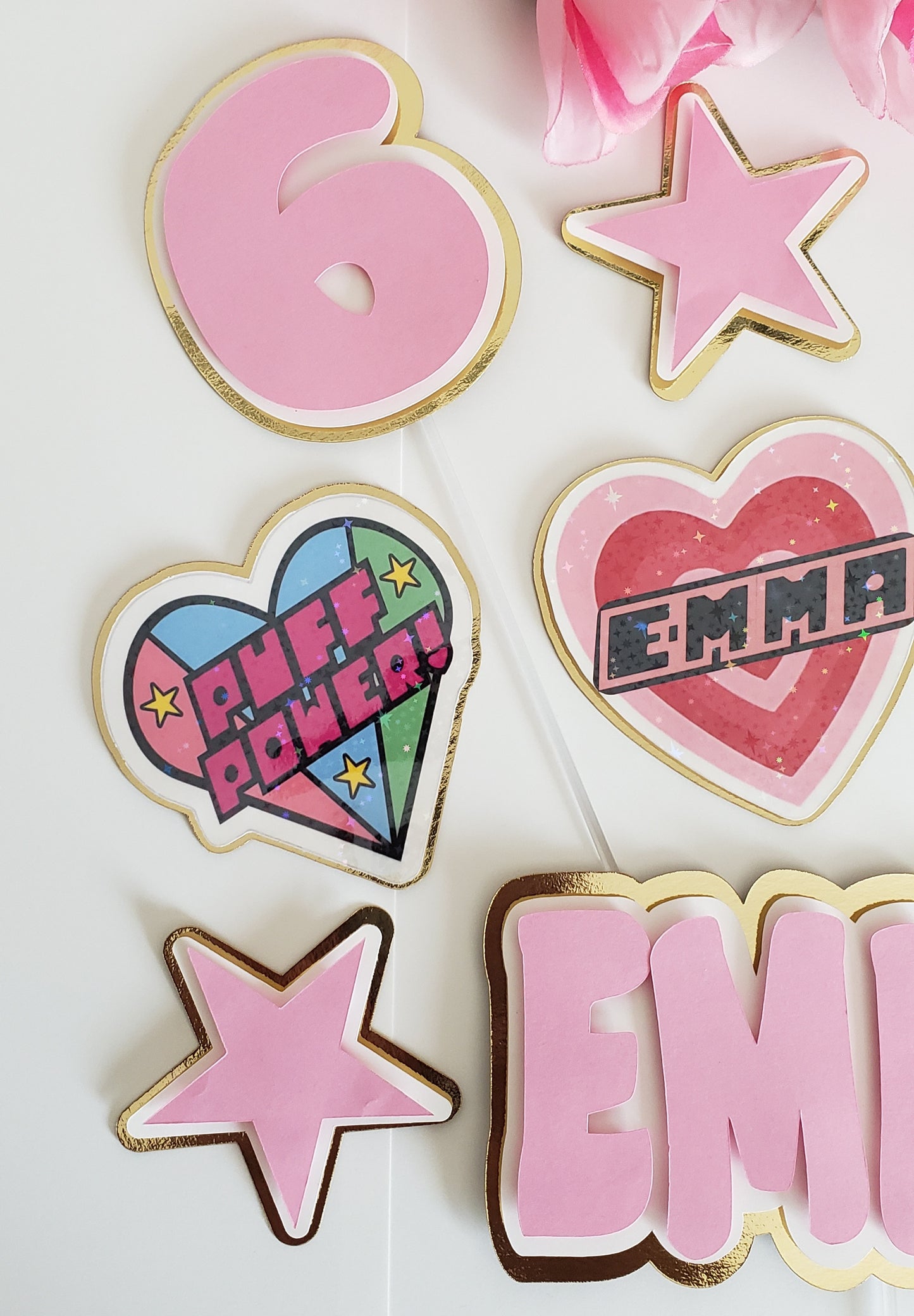 Doll Personalized Cake Topper – Custom Name | Pink Elegant Birthday Decoration