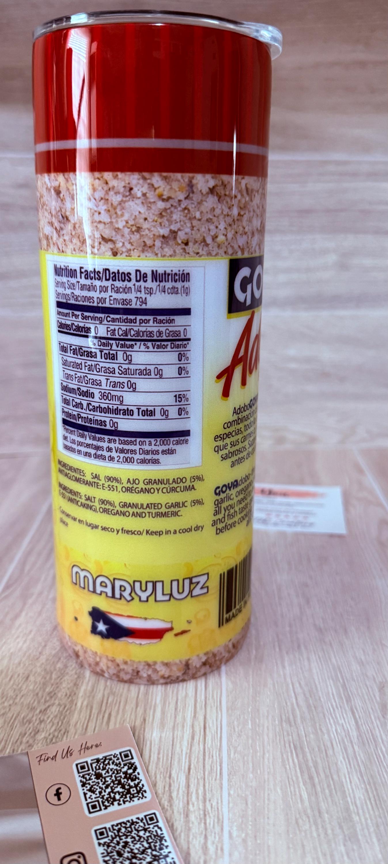 Custom Adobo Goya Bottle Design Tumbler - 20 oz Skinny Tumbler