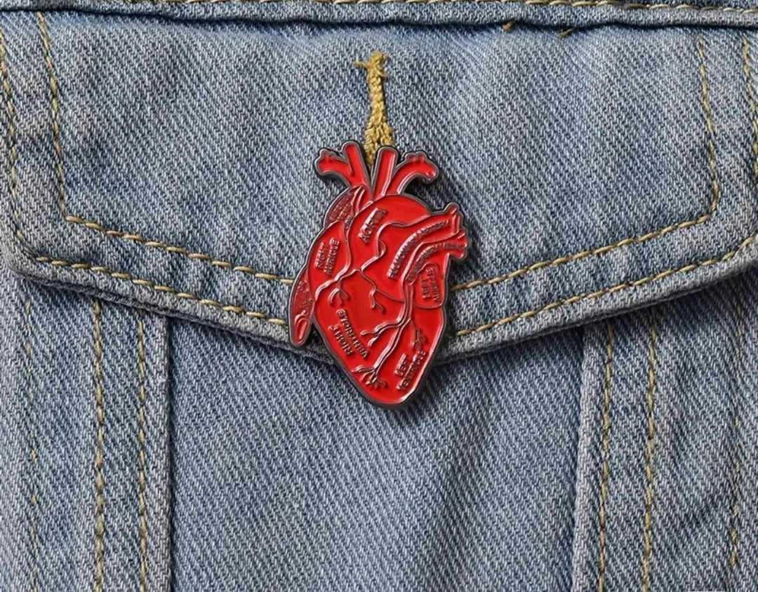 Anatomical Heart Enamel Pin – Medical Lapel Pin for Nurses, Doctors & Students – Cute Anatomy Badge Gift