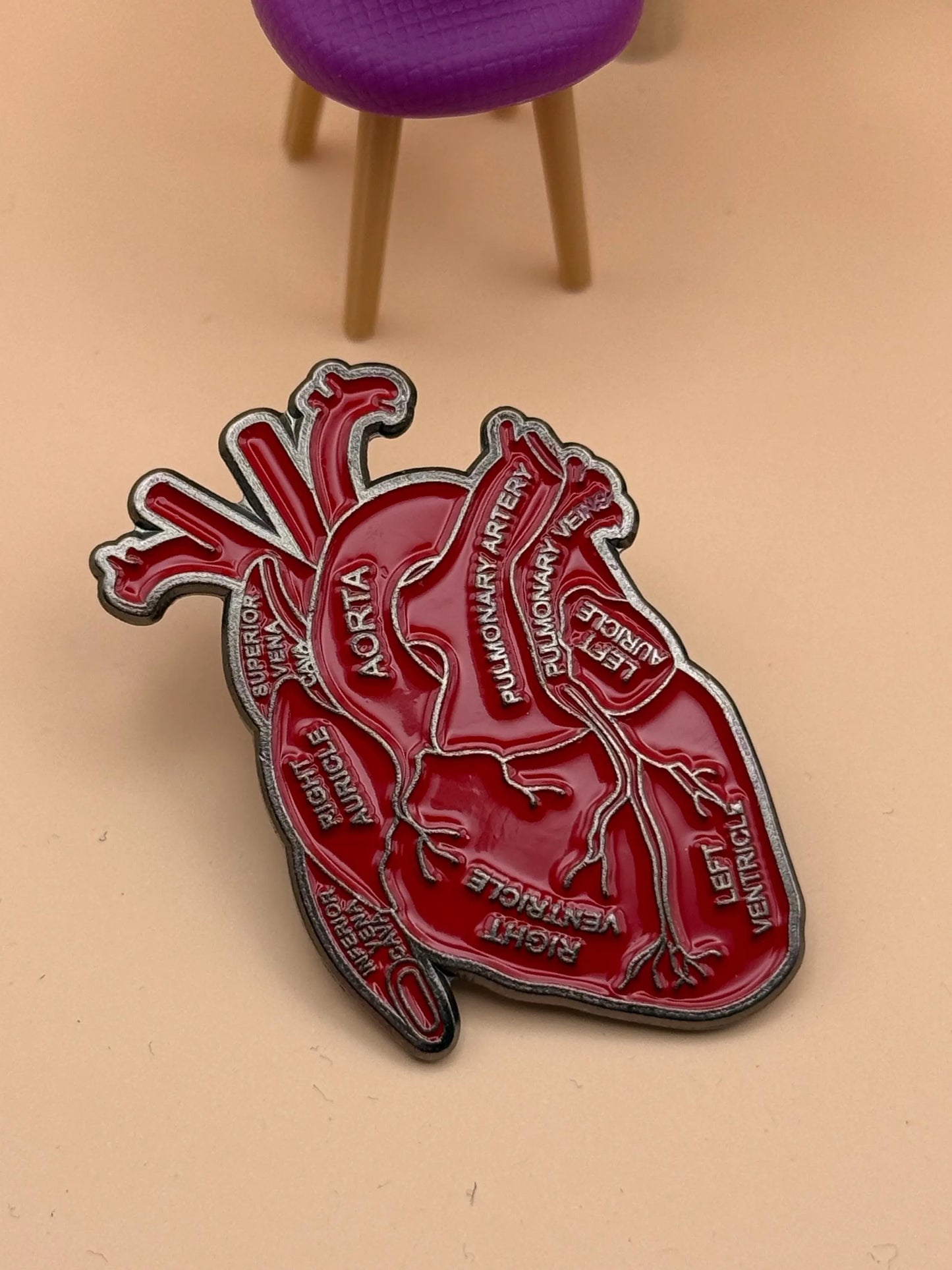 Anatomical Heart Enamel Pin – Medical Lapel Pin for Nurses, Doctors & Students – Cute Anatomy Badge Gift