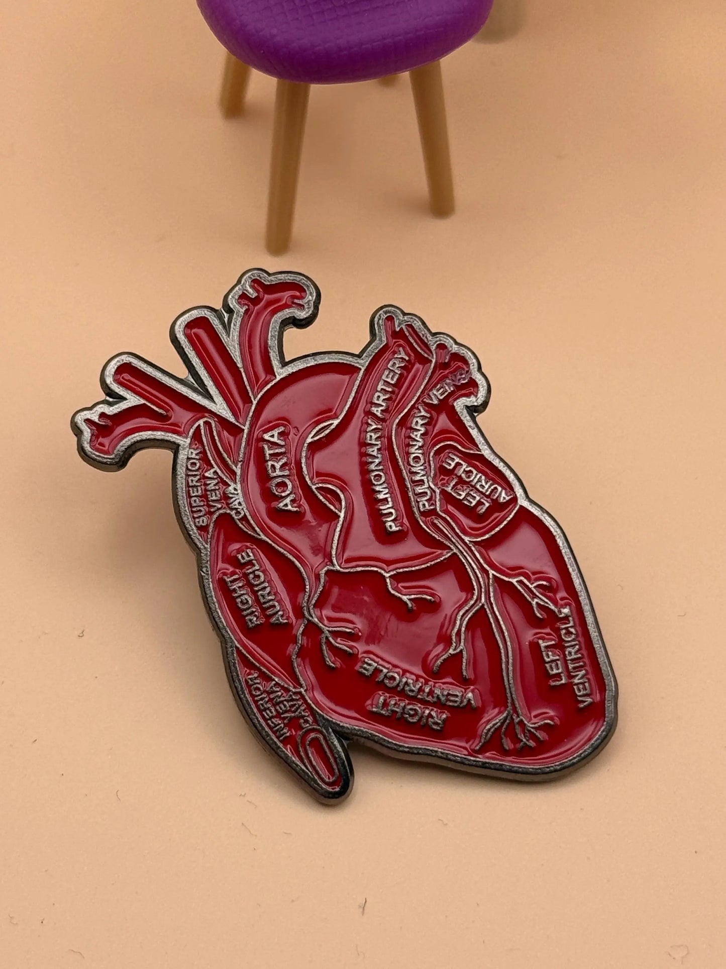 Anatomical Heart Enamel Pin – Medical Lapel Pin for Nurses, Doctors & Students – Cute Anatomy Badge Gift