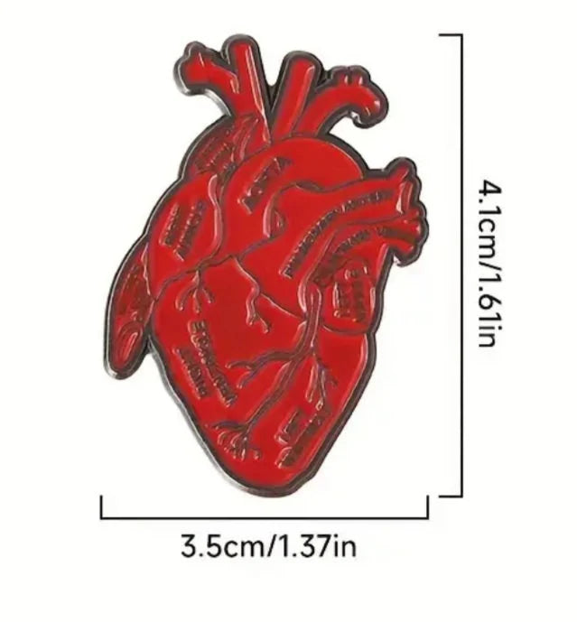Anatomical Heart Enamel Pin – Medical Lapel Pin for Nurses, Doctors & Students – Cute Anatomy Badge Gift