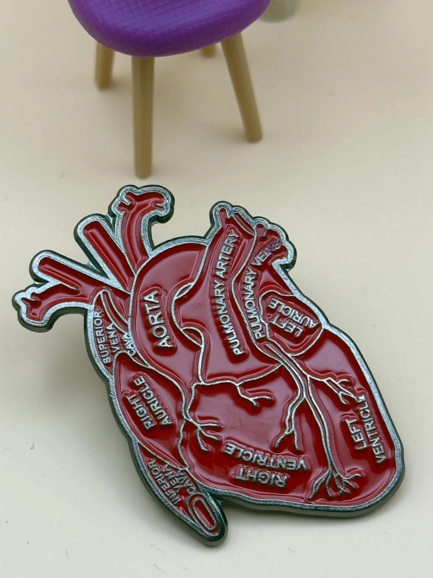 Anatomical Heart Enamel Pin – Medical Lapel Pin for Nurses, Doctors & Students – Cute Anatomy Badge Gift
