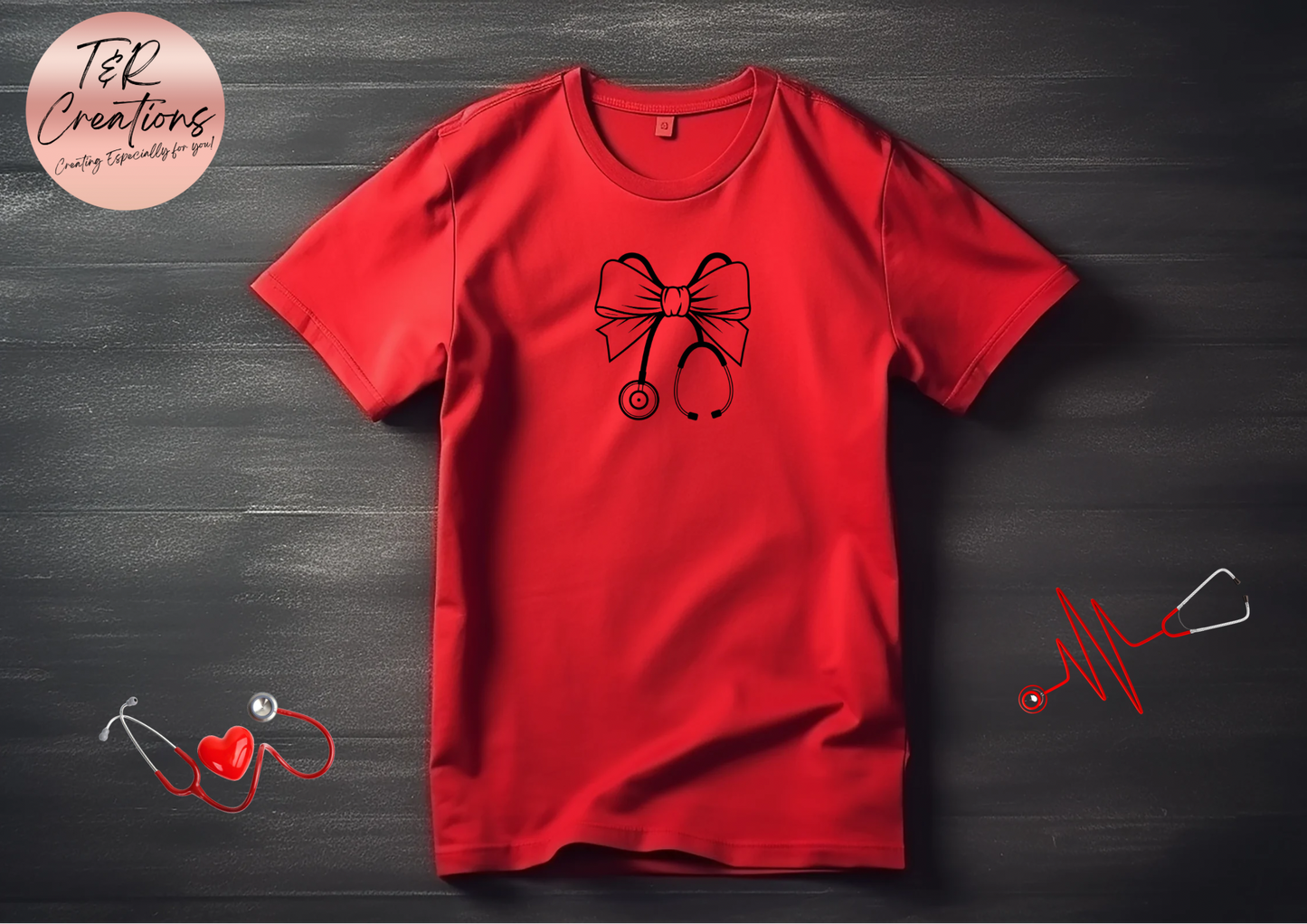 Stethoscope Nurse Coquette Bow T-shirt