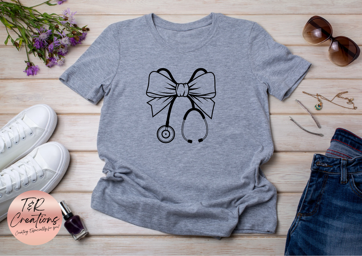 Stethoscope Nurse Coquette Bow T-shirt