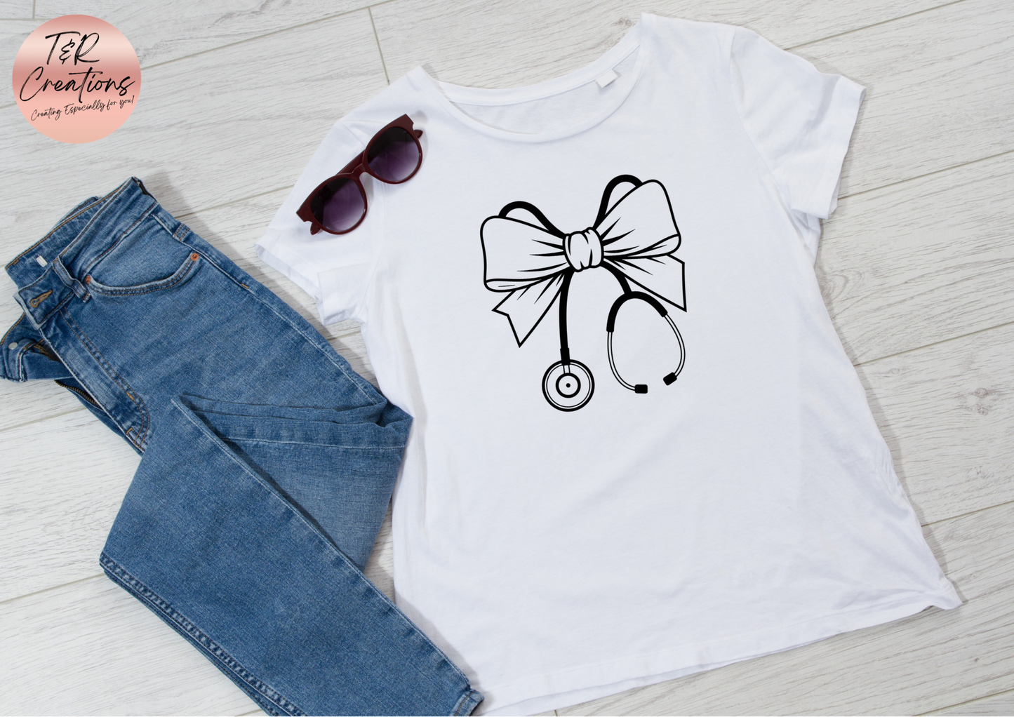 Stethoscope Nurse Coquette Bow T-shirt