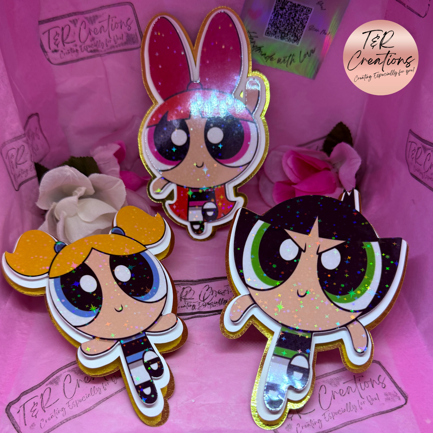 Personalized dolls Cake Topper – Custom Name | Friends Pink Elegant Birthday Decoration