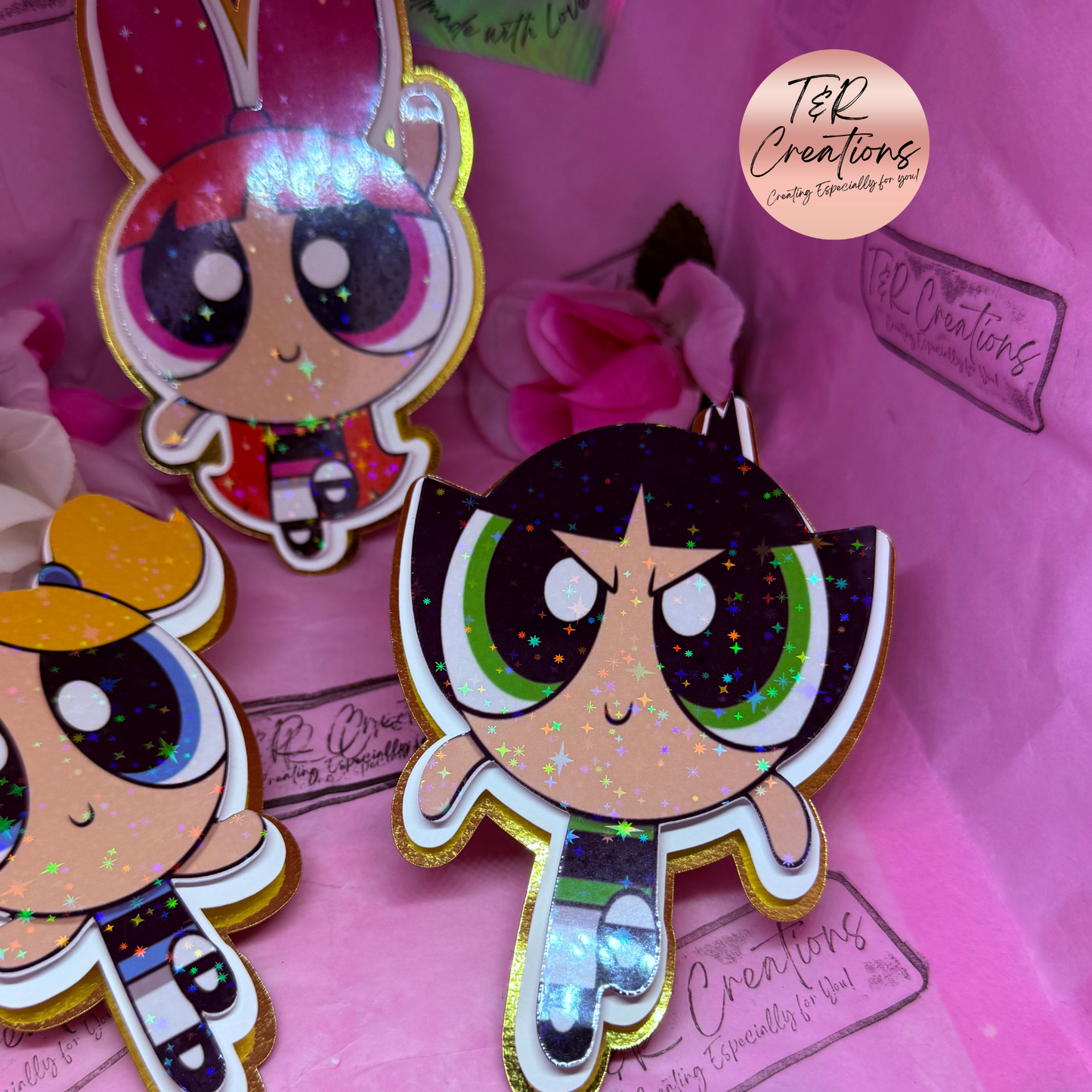 Personalized dolls Cake Topper – Custom Name | Friends Pink Elegant Birthday Decoration