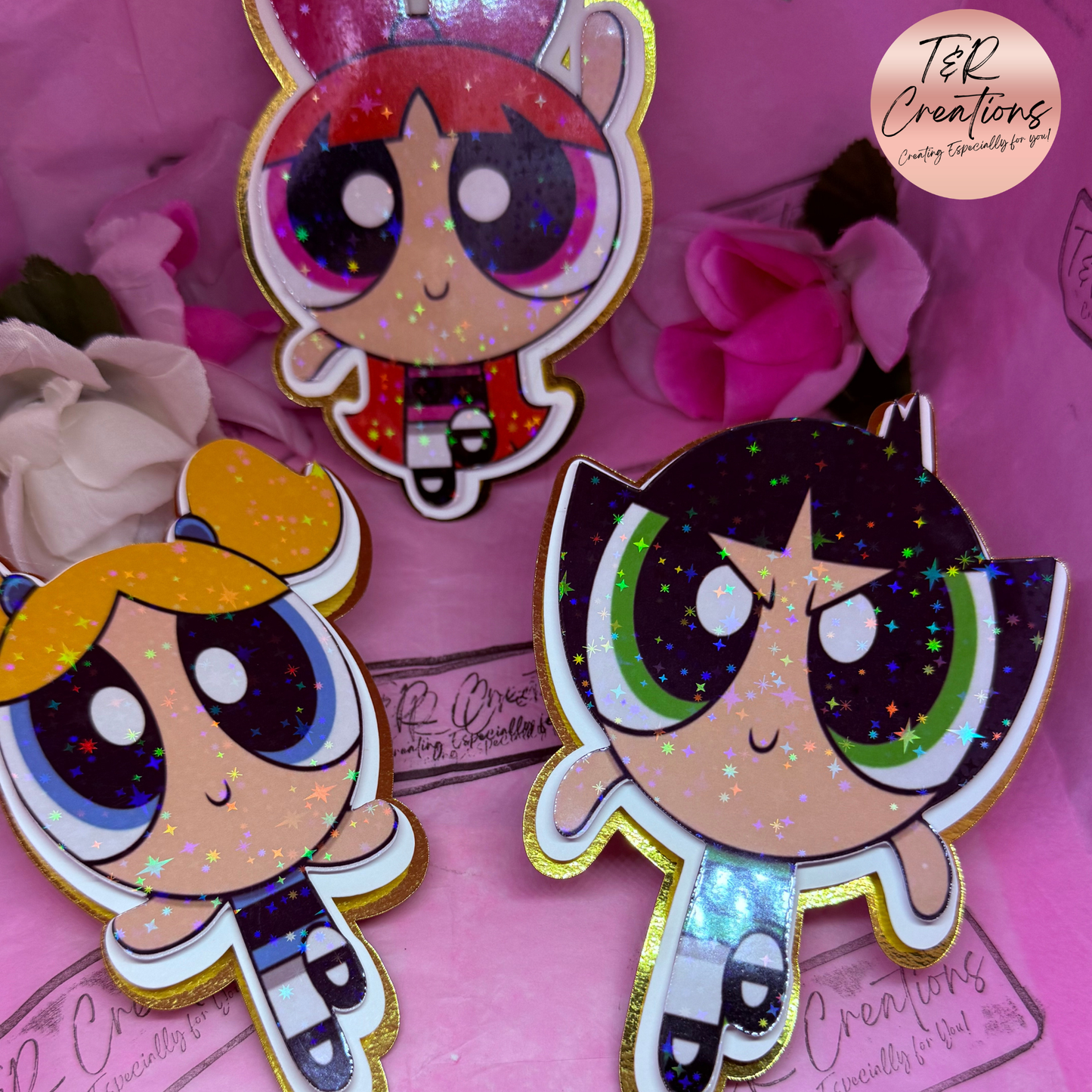 Personalized dolls Cake Topper – Custom Name | Friends Pink Elegant Birthday Decoration