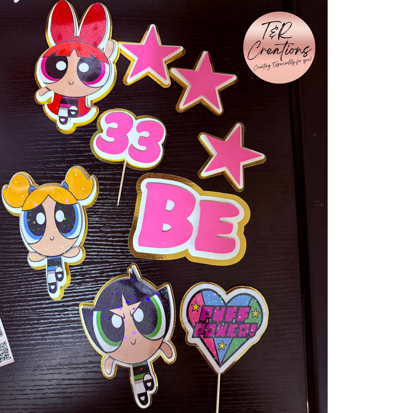 Personalized dolls Cake Topper – Custom Name | Friends Pink Elegant Birthday Decoration