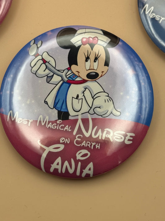 Personalized Button – Custom Name Badge | Most Magical Nurse on Earth | RN, LPN, CNA Gift