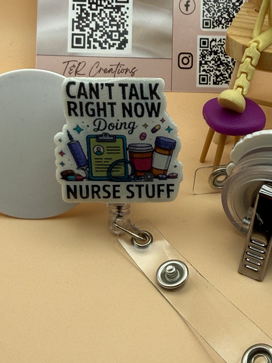 Nurse Stuff Funny Acrylic ID Badge Holder with Retractable Badge Reel | Custom Nurse Badge Holder | RN, LPN, CNA Gift