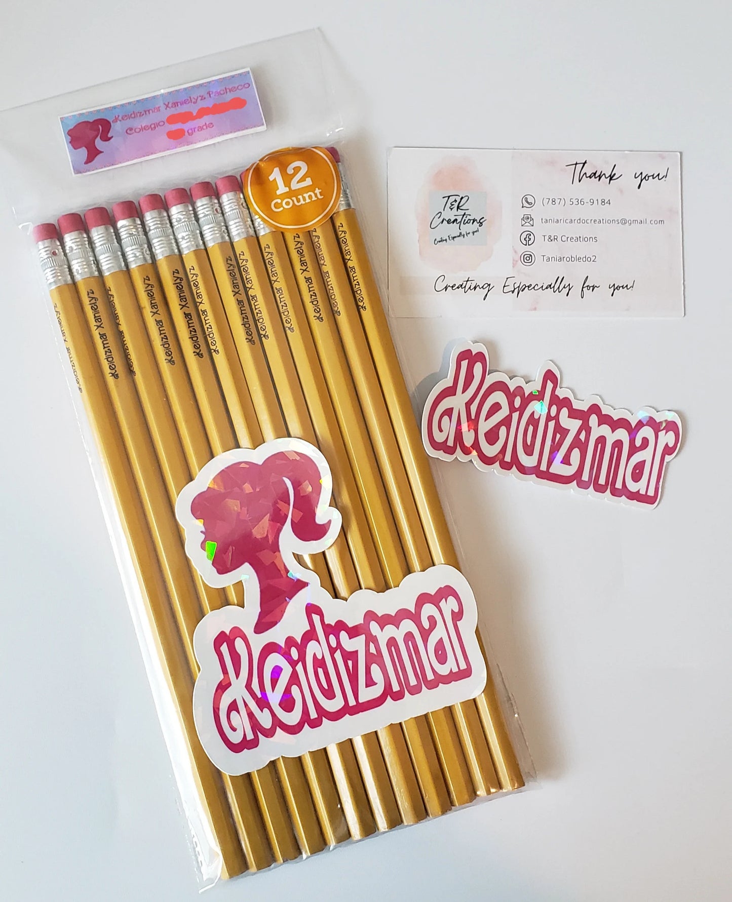 Custom Laser Engraved Wood Pencils - Doll Font, Back to School