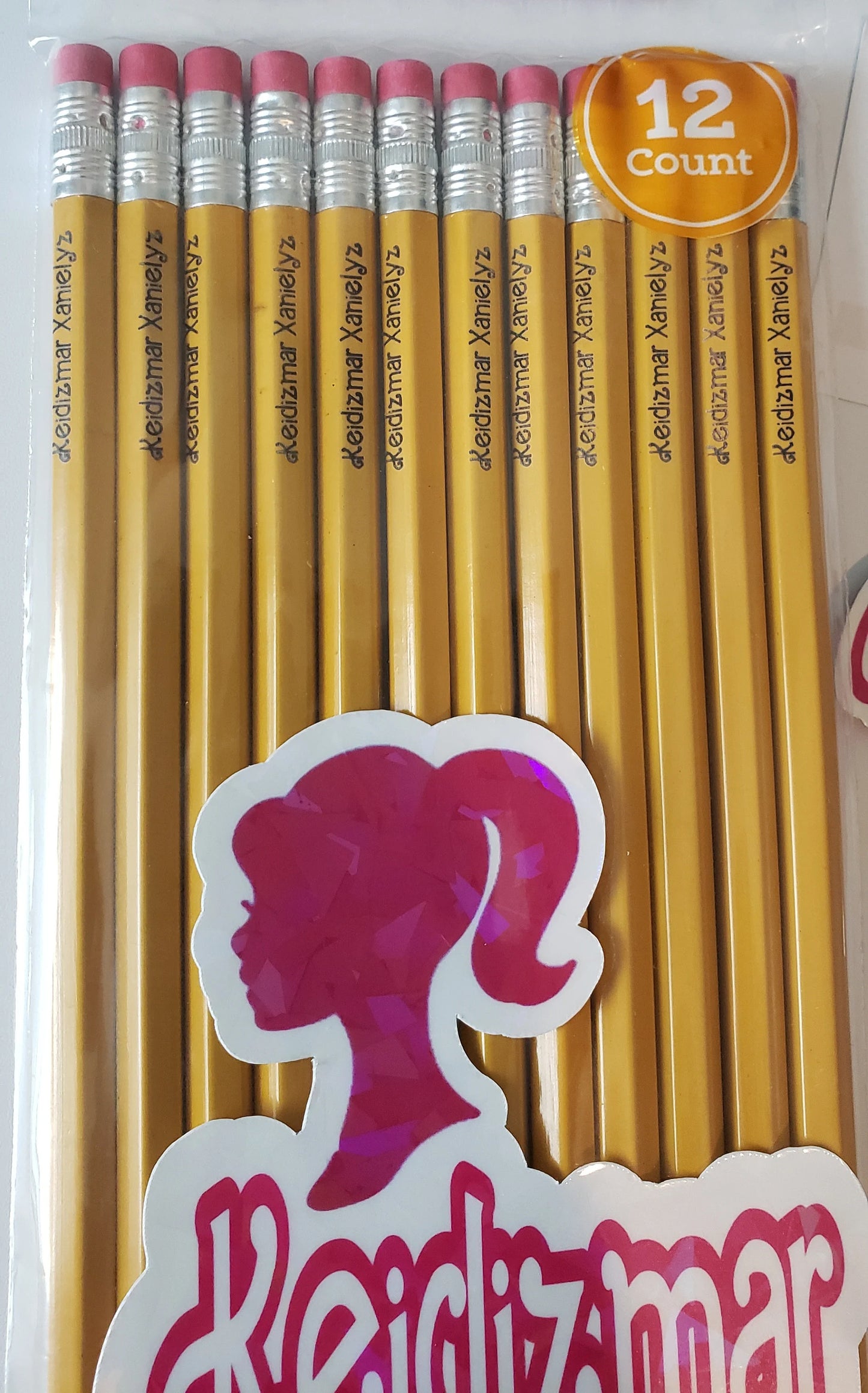 Custom Laser Engraved Wood Pencils - Doll Font, Back to School