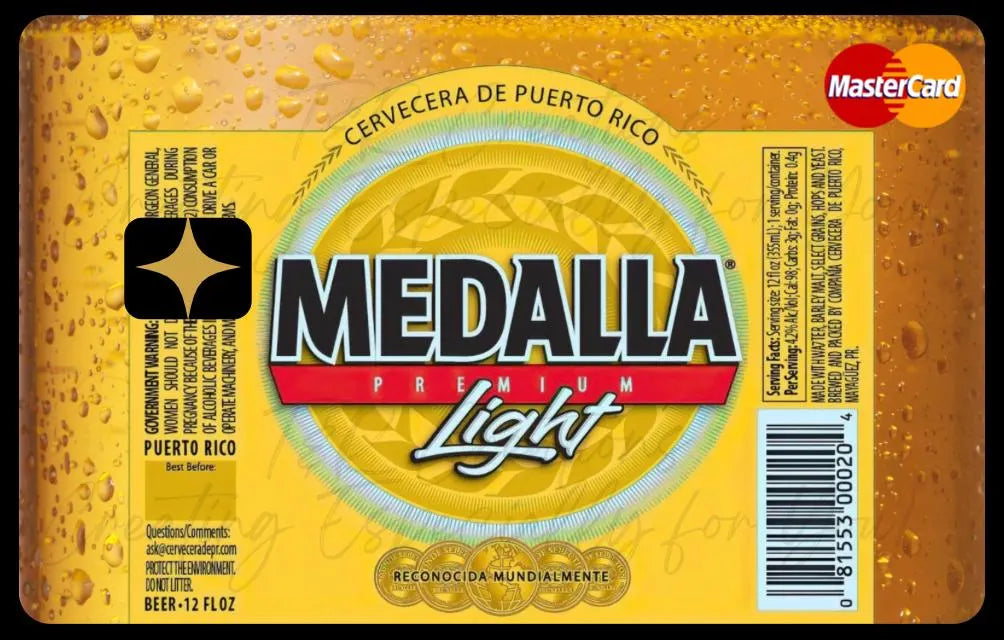 Medalla Card Sticker: Puerto Rico Design, Waterproof Vinyl