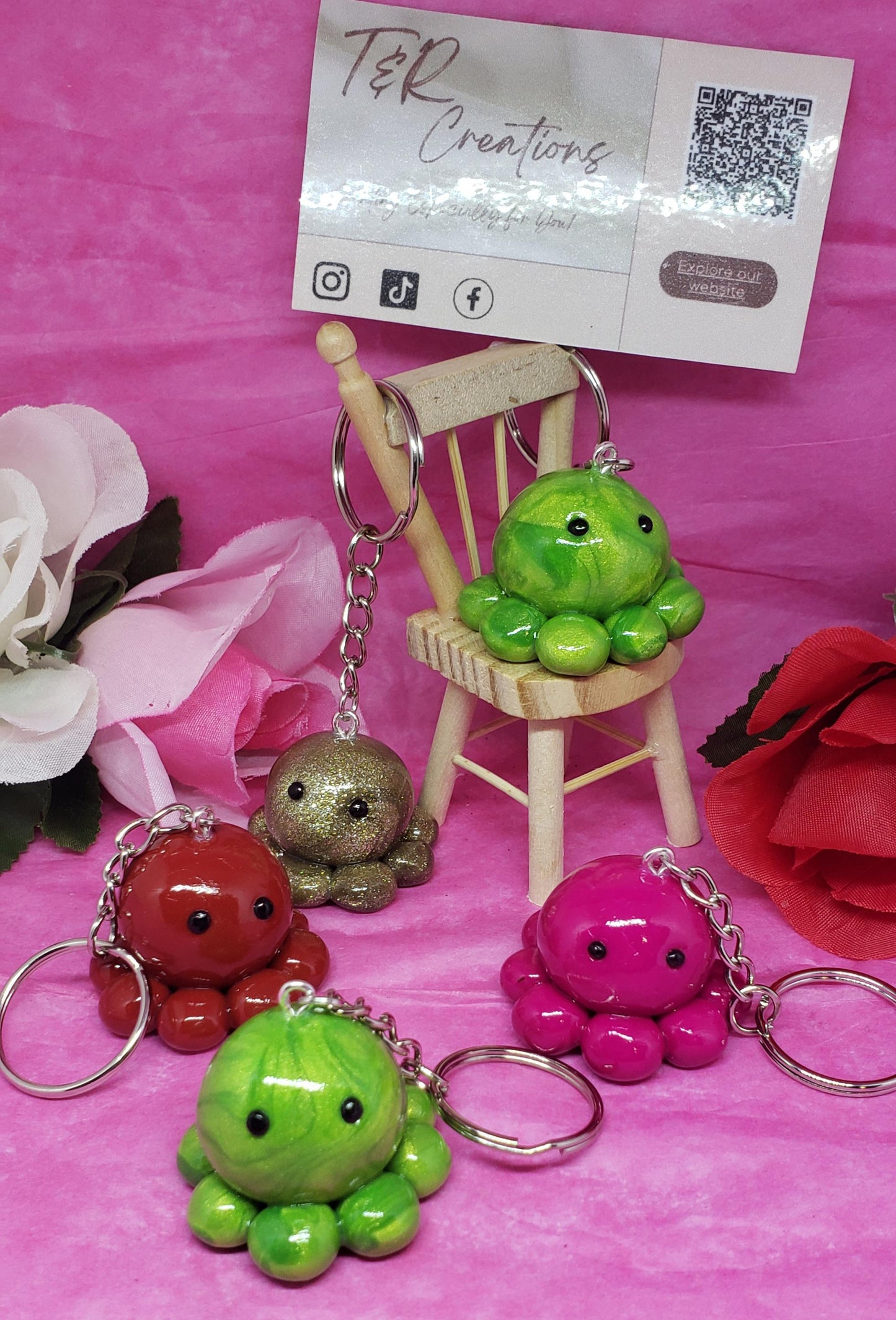 Octopus Keychain stress relief. Keychain Ocopus color