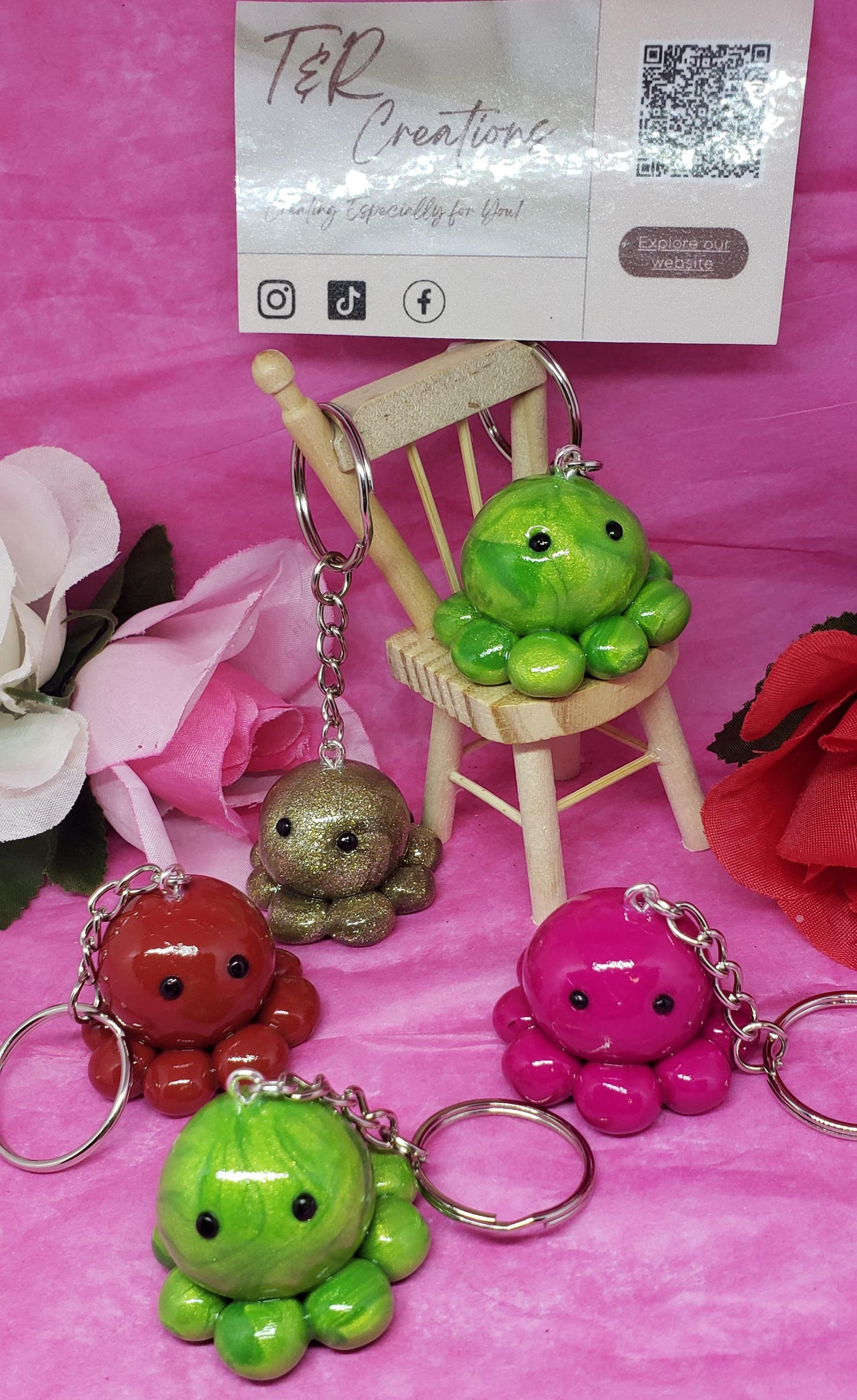 Octopus Keychain stress relief. Keychain Ocopus color
