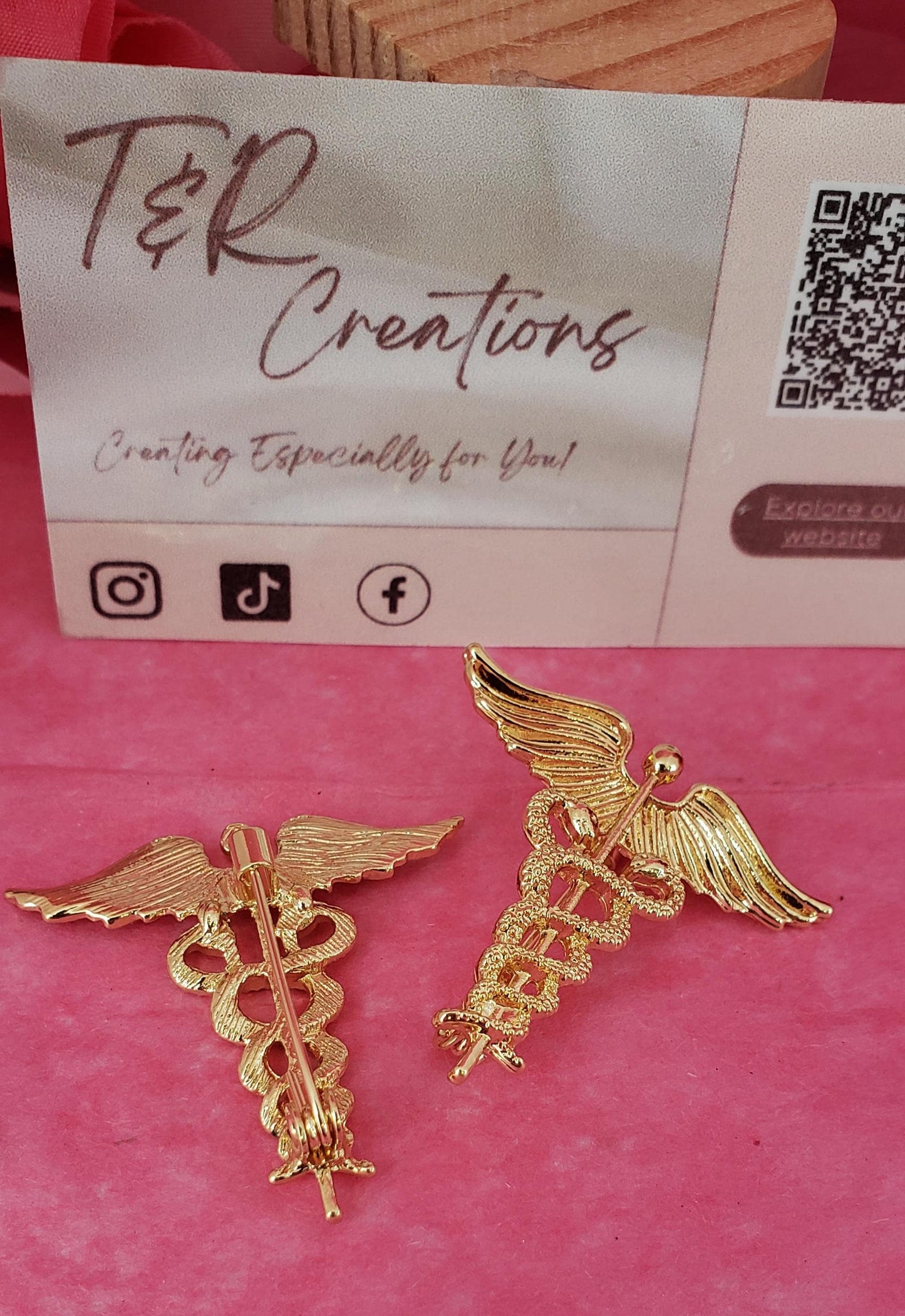 Gold Caduceus Enamel Pin: Medical Symbol, Nurse Gift