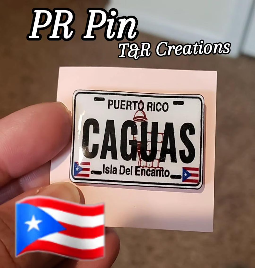 Puerto Rico License Plate Pin | Handmade Acrylic Tablilla Pin
