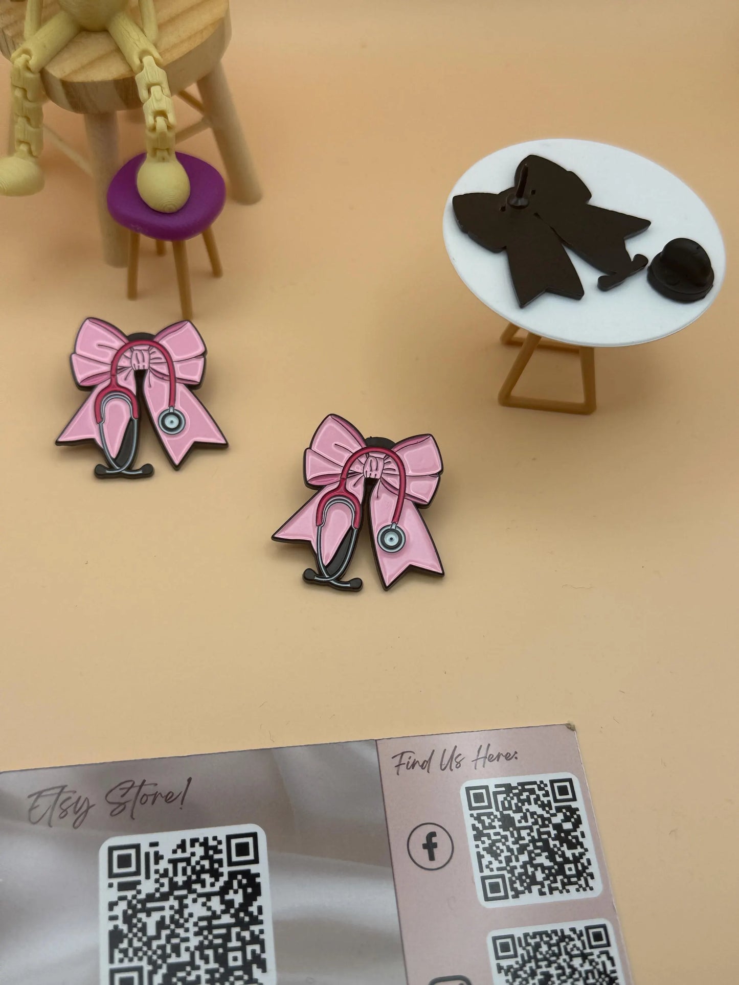 Bow and Stethoscope Enamel Pin