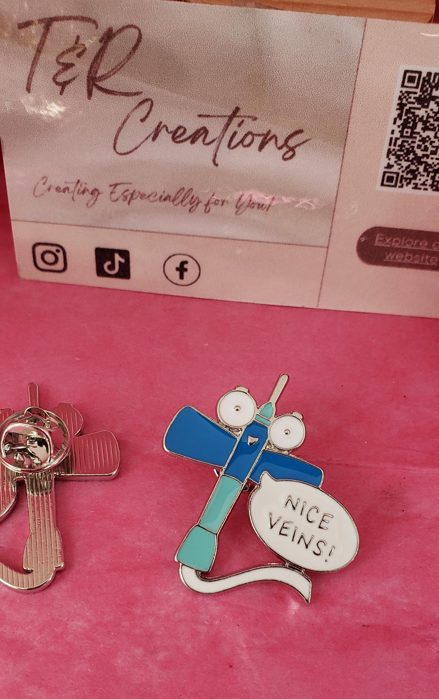 Nice Veins Enamel Pin: Funny Nurse Pin