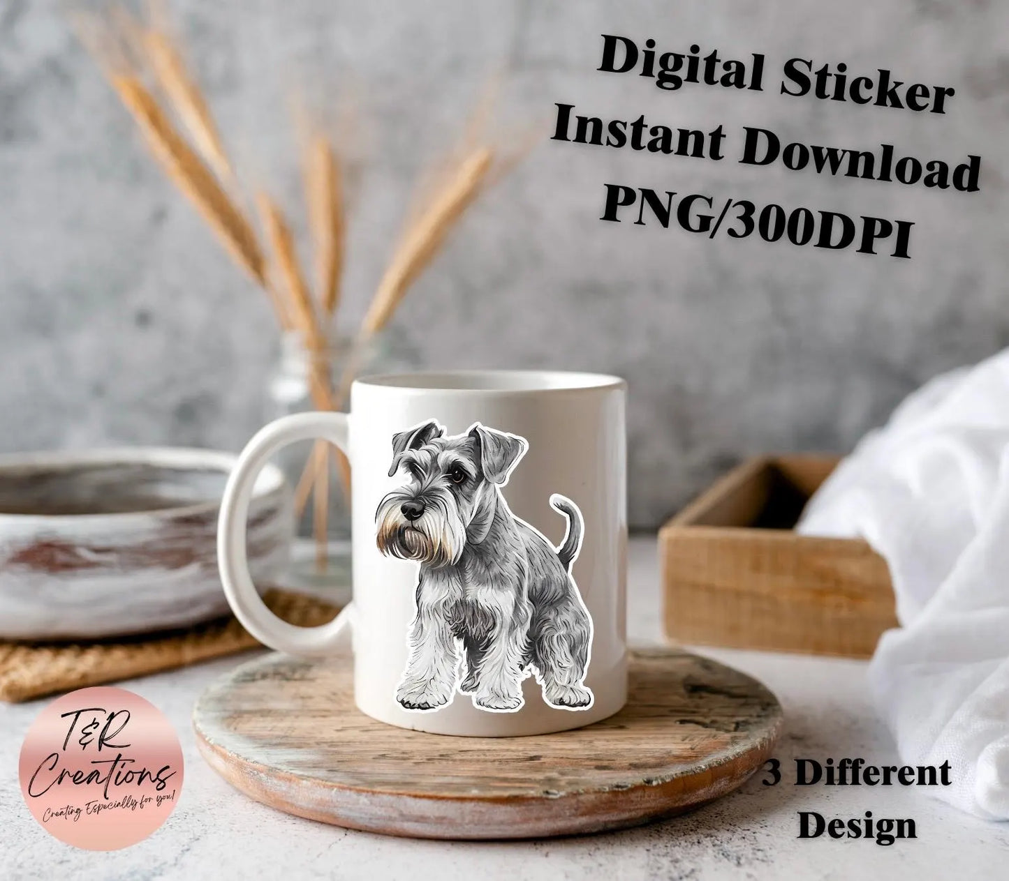 3 Designs | Schnauzer Dogs | PNG + PDF | Instant Download